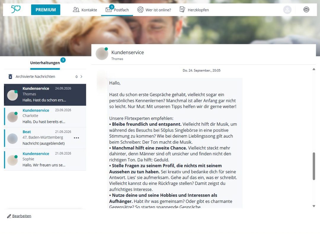 50plus Singlebörse Postfach