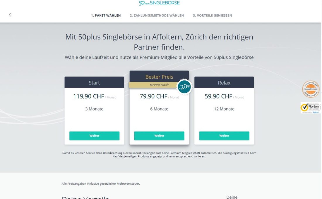 50plus Singlebörse Preise