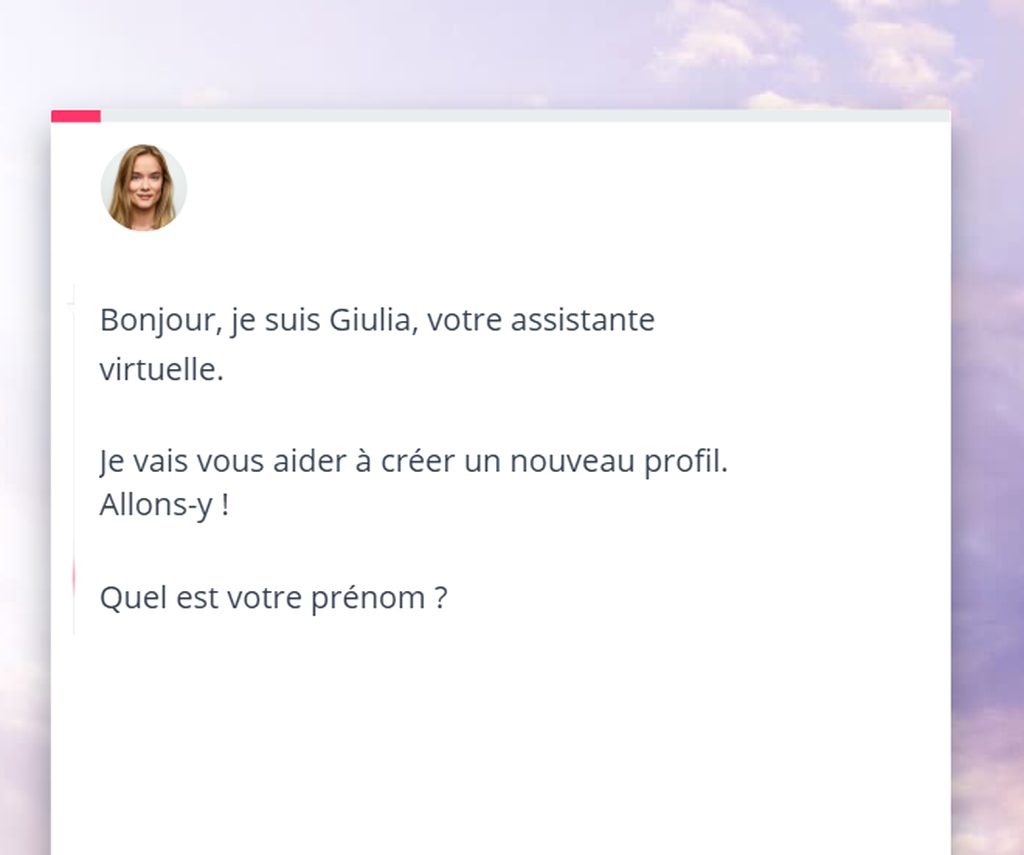Assistante virtuelle de be2 lors de l'inscription