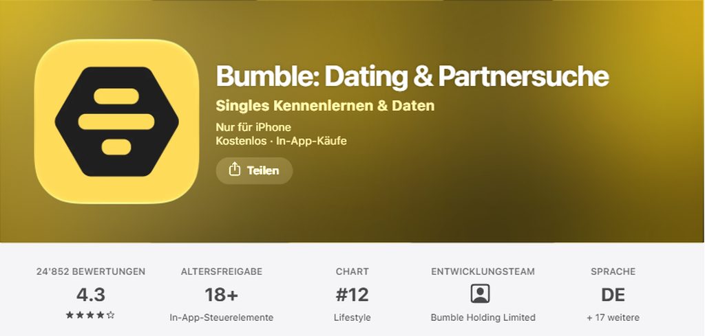 Bumble im Schweizer App Store