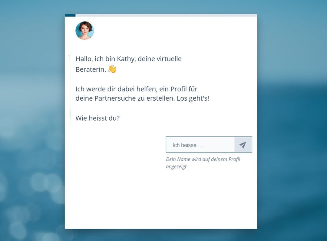 eDarling Anmeldung mit virtueller Beraterin