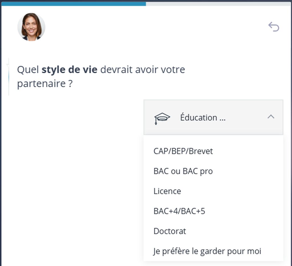 Critère du niveau d'études du partenaire sur Le Parfait Gentleman