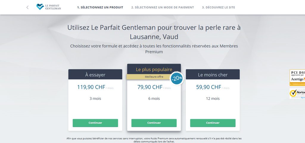 Formules Premium du Parfait Gentleman en francs suisses