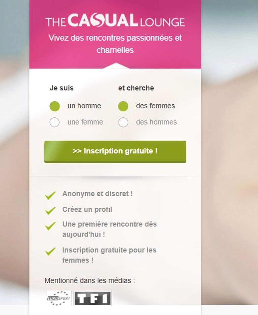 Formulaire d'inscription de The Casual Lounge en français